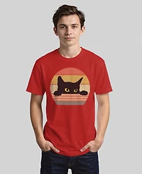 Design By Humans Men's Cat Retro Style Short Sleeve T-Shirt
