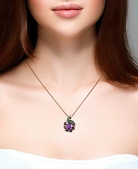 Lali Jewels Multi-Gemstone (4-1/3 ct. t.w.) Peacock Pendant Necklace in 14k Rose Gold, 16" + 2" extender
