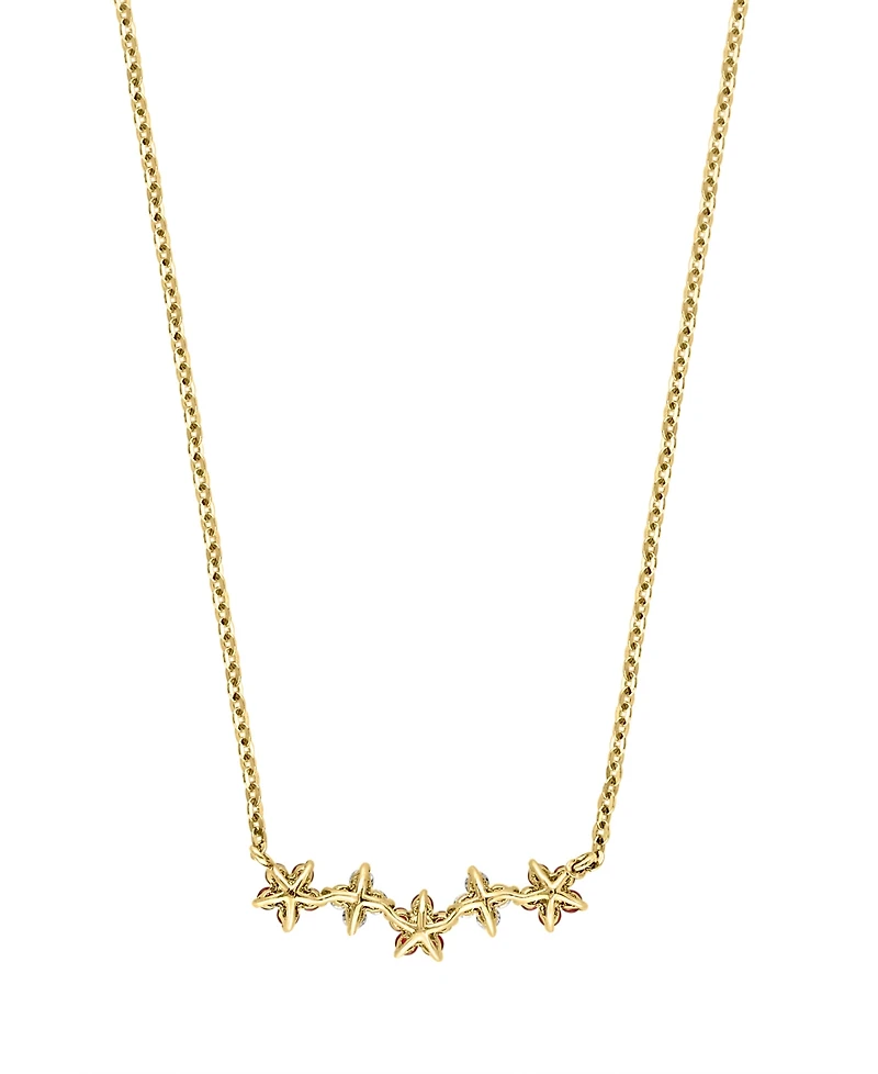 Sapphire (3/8 ct. t.w.) & Diamond Flower Collar Necklace 14k White Gold, 16" + 2" extender (Also Ruby)