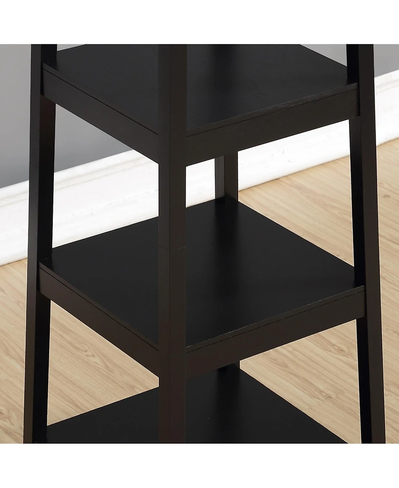 Rainsken Trapezoid Coat Rack with 3-Tier Storage Shelves, Freestanding Hall Tree with Hooks, Industrial Style for Entryway, Living Room