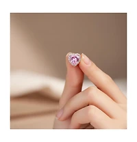 Genevive Charming Sterling Silver Heart Stud Butterfly Earrings with 18K Rose Gold Plating and Pink Cubic Zirconia