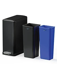 Home Zone Living 13 Gallon Dual Compartment Stainless Steel Kitchen Trash Can with Step Pedal and Soft Close Lid