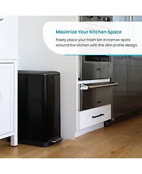 Home Zone Living 13 Gallon Dual Compartment Stainless Steel Kitchen Trash Can with Step Pedal and Soft Close Lid