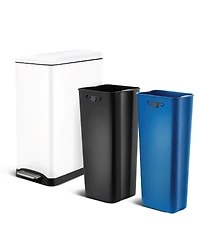 Home Zone Living 13 Gallon Dual Compartment Stainless Steel Kitchen Trash Can with Step Pedal and Soft Close Lid