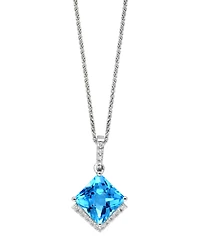 Lali Jewels Swiss Blue Topaz (3-3/8 ct. t.w.) & Diamond (1/8 ct. t.w.) 18" Pendant Necklace in 14k White Gold