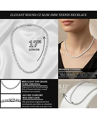 White Gold Plated And 14k Gold Plated Cubic Zirconia 3MM Tennis Necklace