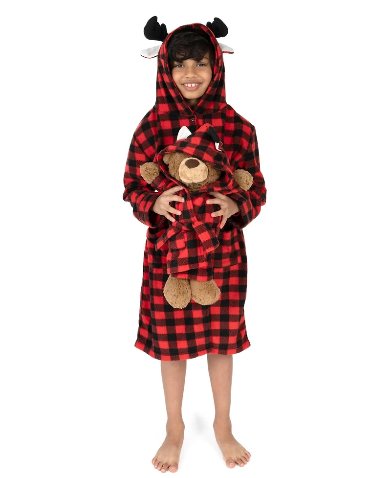 Leveret Toddler Girls Matching Doll Fleece Hooded Robe