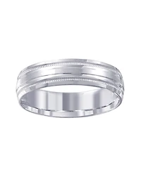 Men's High-Polished Etched Wedding Band 14k White Gold