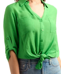 Bcx Women's Textured Button-Front Top