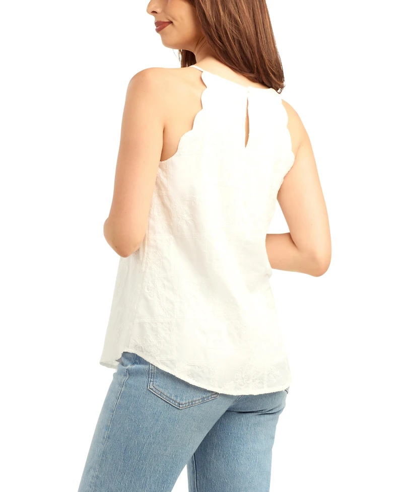Bcx Women's Patchwork Embroidery Halter Neck Top
