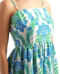 Bcx Women's Poplin Printed Sleeveless Square Neck Dress