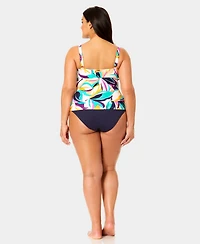 Anne Cole Plus Hidden Underwire Drape Front Tankini Top