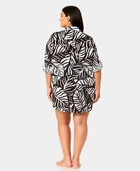 Anne Cole Plus Button Down Cover-Up Shirt