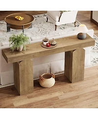 Tribesigns 63" Long Entryway Table, Farmhouse Console Table with 2 Arched Pedestal Legs