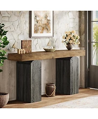 Tribesigns 63" Long Entryway Table, Farmhouse Console Table with 2 Arched Pedestal Legs