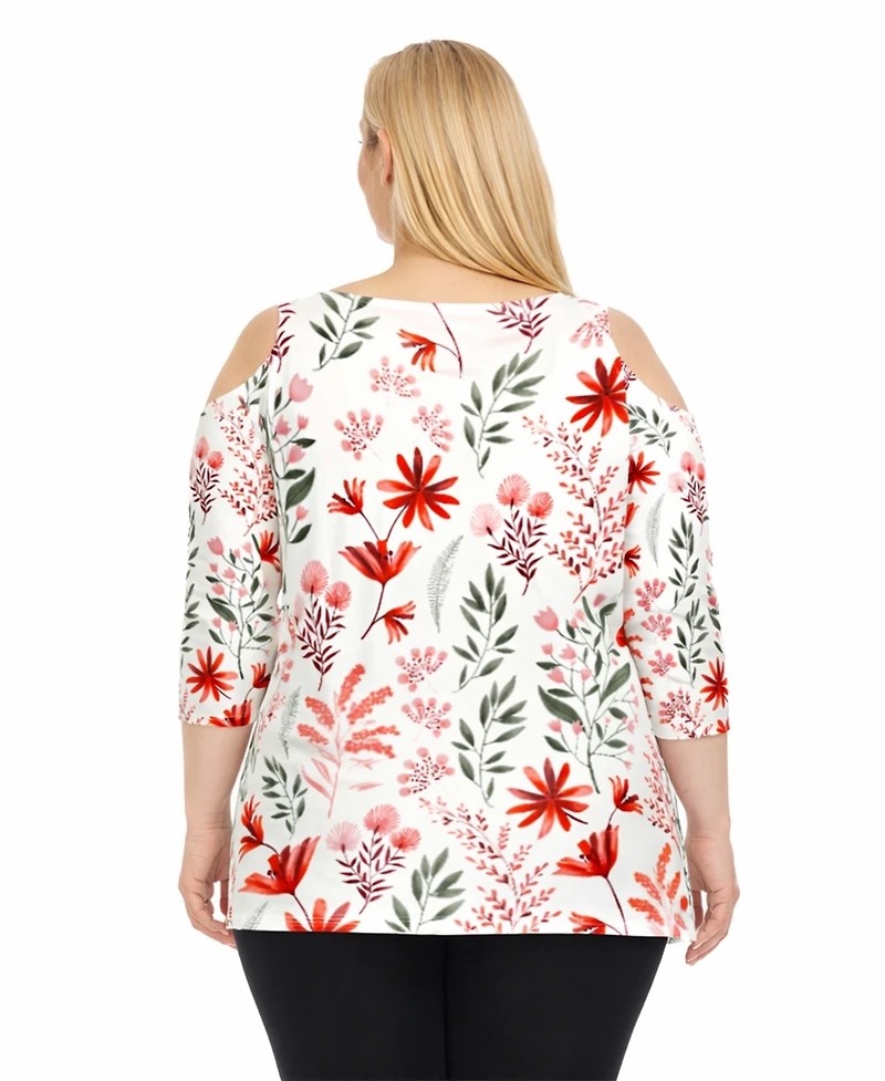 White Mark Plus Printed Relaxed-Fit Tunic Top