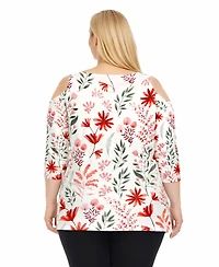 White Mark Plus Printed Relaxed-Fit Tunic Top