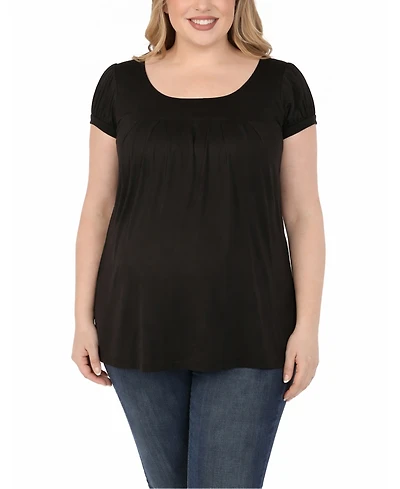 White Mark Plus Maternity Short-Sleeve Empire-Waist Tunic Top