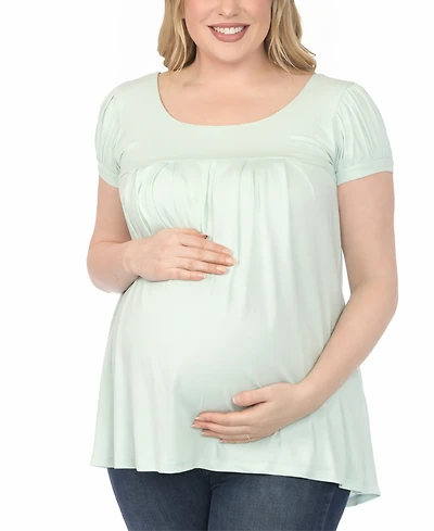 White Mark Plus Maternity Short-Sleeve Empire-Waist Tunic Top