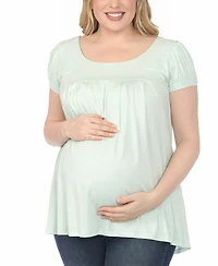 White Mark Plus Maternity Short-Sleeve Empire-Waist Tunic Top