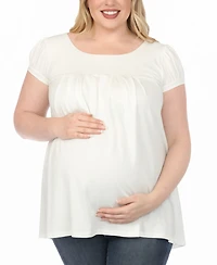 White Mark Plus Maternity Short-Sleeve Empire-Waist Tunic Top