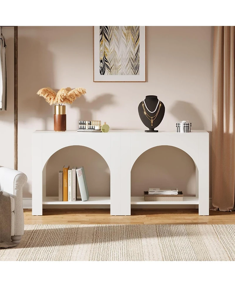 Tribesigns Side Table Set of 2, with Wooden Base, for living room bedroom