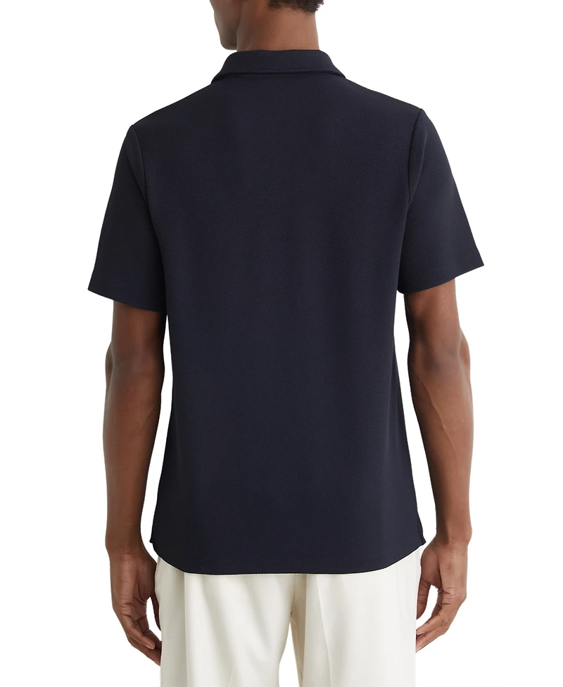 Reiss Men's Textured Half-Button Polo Shirt