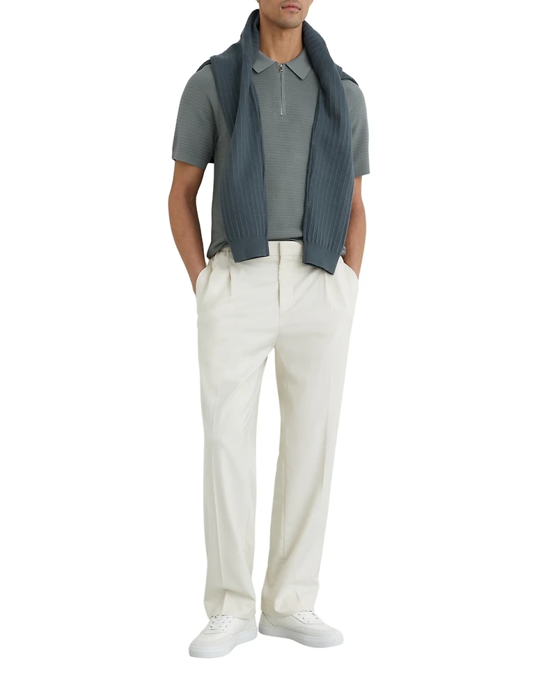 Reiss Men's Textured-Knit Half-Zip Polo Shirt