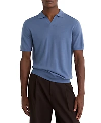 Reiss Men's Merino Wool Open-Collar Polo Shirt