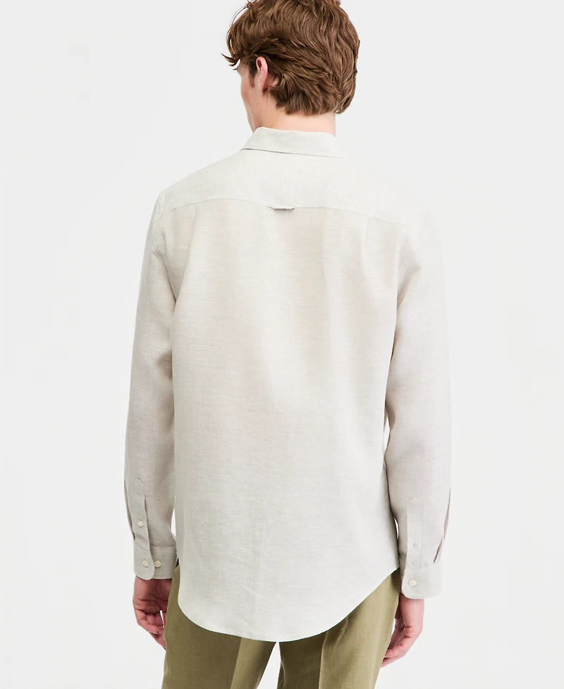Club Room Men's Cross-Dye Linen Long-Sleeve Shirt, Macy's Exclusive