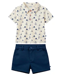 Sperry Baby Boys' Short-Sleeve Polo Shirt and Pull-On Shorts, 2-Piece Set