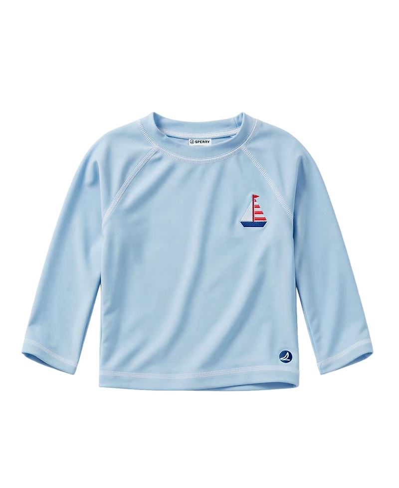 Sperry Baby Boys' Long-Sleeve Rashguard, Swim Trunks and Sunglasses, 3-Piece Set
