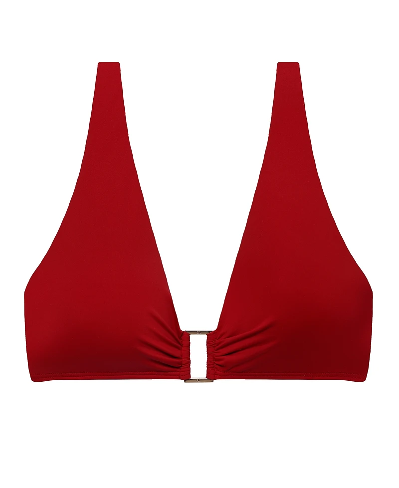 Lauren Ralph Women's Ring Over The Shoulder V-Neck Bikini Top