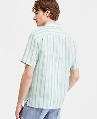 Club Room Men's Textured Stripe Linen Short-Sleeve Shirt, Macy's Exclusive
