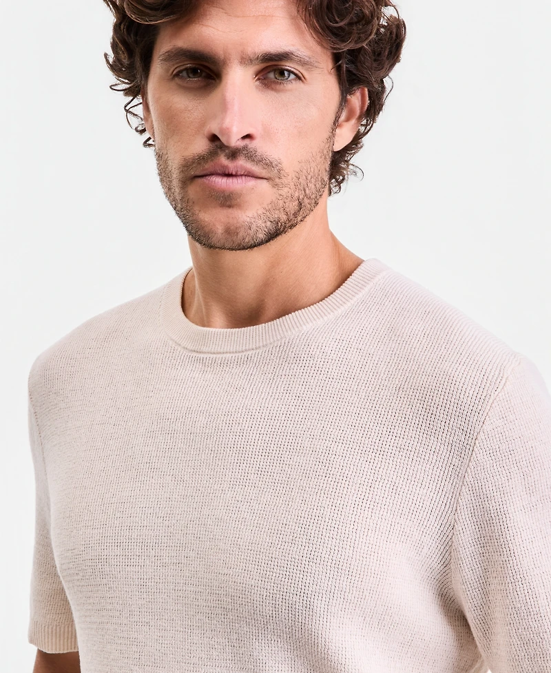 Alfani Men's Short-Sleeve Linen-Blend Crewneck Sweater, Macy's Exclusive