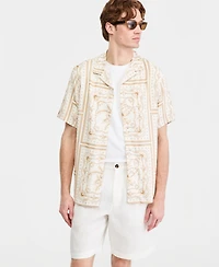 Club Room Men's Printed Silk-Blend Short Sleeve Shirt, Macy's Exclusive - Print