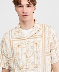 Club Room Men's Printed Silk-Blend Short Sleeve Shirt, Macy's Exclusive - Print