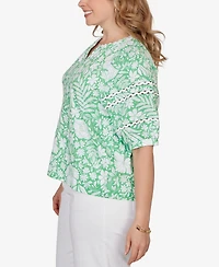 Ruby Rd. Plus Tropical Floral Trim Knit Top
