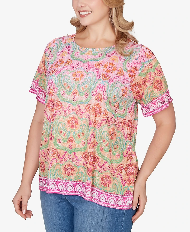 Ruby Rd. Plus Floral Damask Print Knit Top