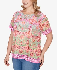 Ruby Rd. Plus Floral Damask Print Knit Top