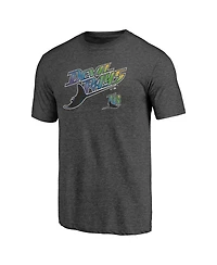 Fanatics Men's Heather Charcoal Tampa Bay Rays Cooperstown Collection Series Sweep Tri-Blend T-Shirt