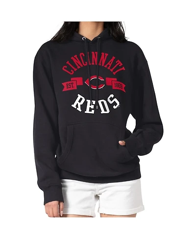 G-iii 4Her by Carl Banks Women's Black Cincinnati Reds City Graphic Pullover Hoodie