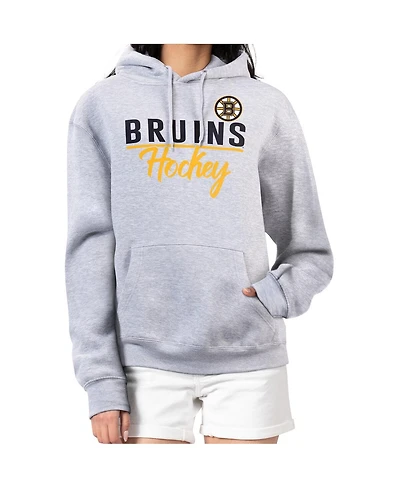 G-iii 4Her by Carl Banks Women's Heather Gray Boston Bruins Team Sport Tri-Blend Fleece Hoodie