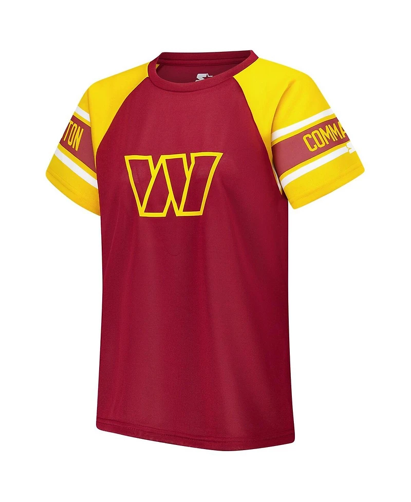 Starter Women's Burgundy Washington Commanders 1st Rounder Color Block Raglan Top