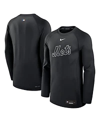 Nike Men's Black New York Mets Authentic Collection Game Time Raglan Dri-fit Long Sleeve T-Shirt