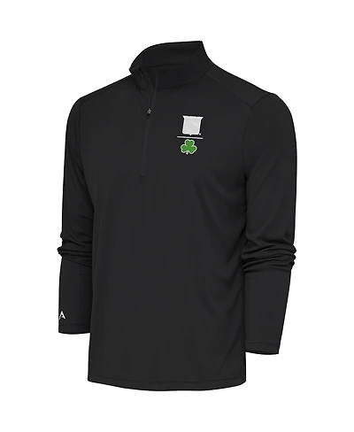 Antigua Men's Charcoal New York Rangers Shamrock Tribute Quarter-Zip