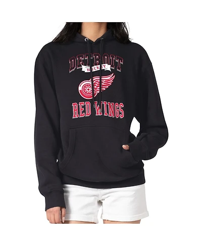G-iii 4Her by Carl Banks Women's Red Detroit Wings Team Logo Tri-Blend Fleece Pullover Hoodie