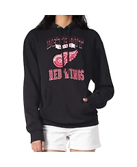 G-iii 4Her by Carl Banks Women's Black Detroit Red Wings Team Logo Tri-Blend Fleece Pullover Hoodie