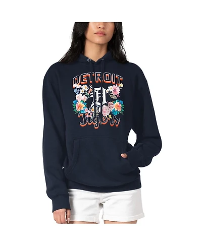 G-iii 4Her by Carl Banks Women's Navy Detroit Tigers Flowers Graphic Pullover Hoodie