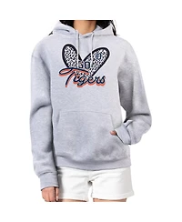 G-iii 4Her by Carl Banks Women's Heather Gray Detroit Tigers Leopard Heart Pullover Hoodie